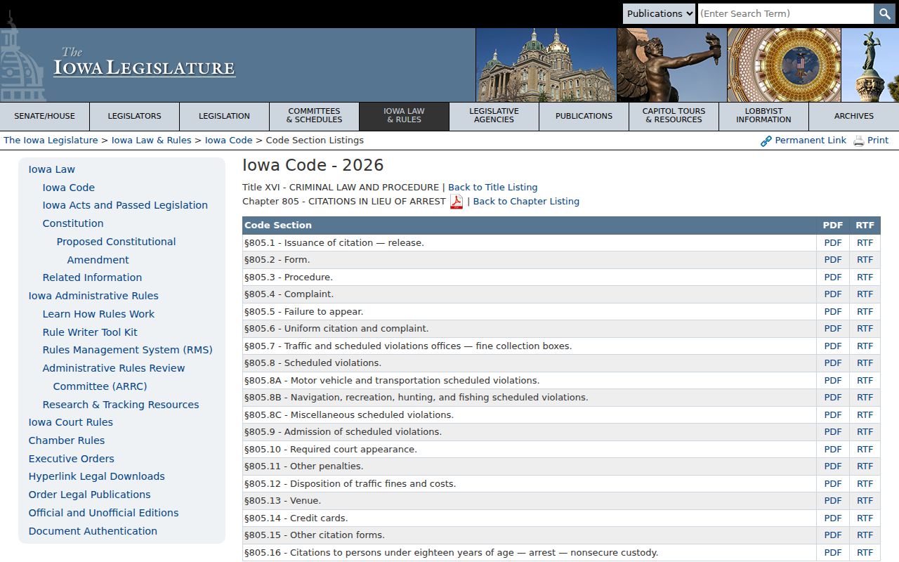 Iowa Code citation and failure-to-appear provisions
